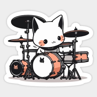 White cat, drum soul Sticker